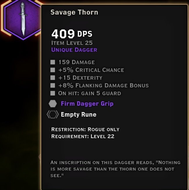 Savage Thorn item stats and slots