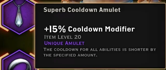 superb cooldown amulet stats