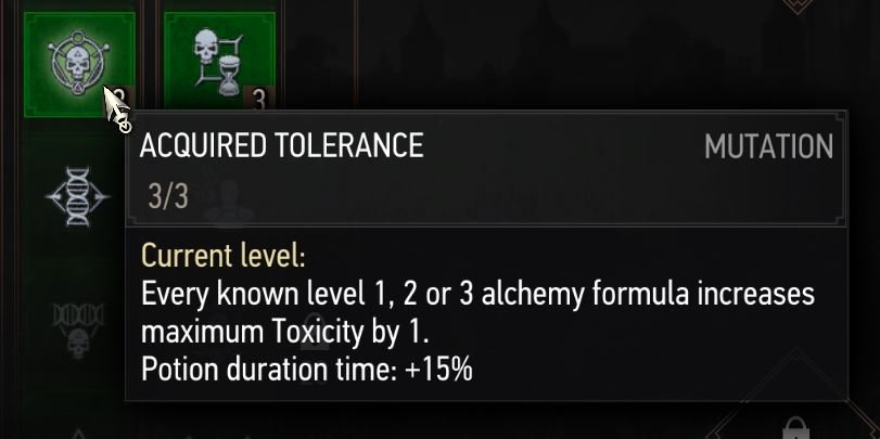 acquired tolerance description witcher 3