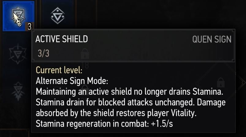 active shields description witcher 3