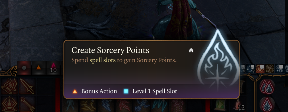 create sorcery points description bg3