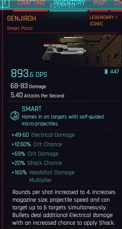cyberpunk 2077 genjiroh smart pistol