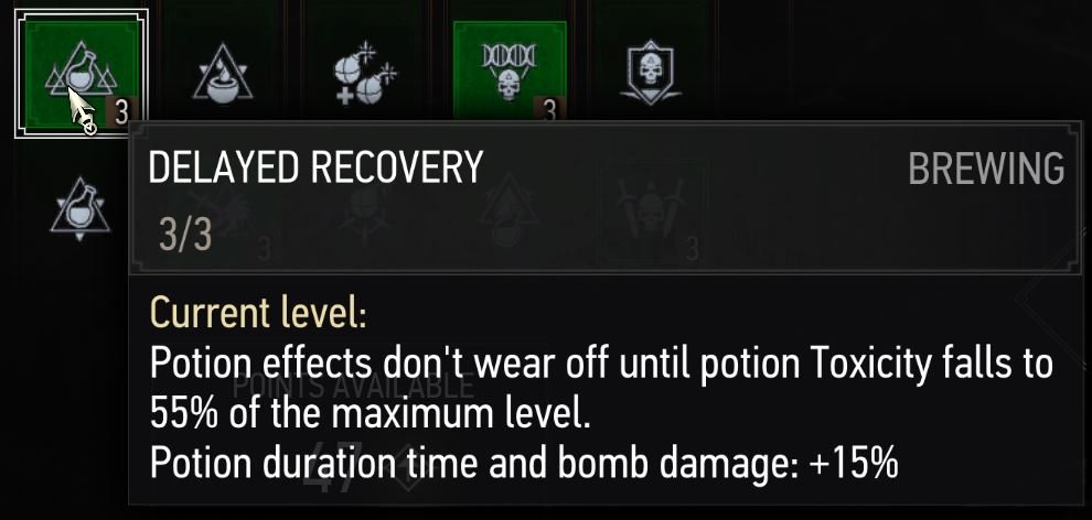 delayed recovery description witcher 3