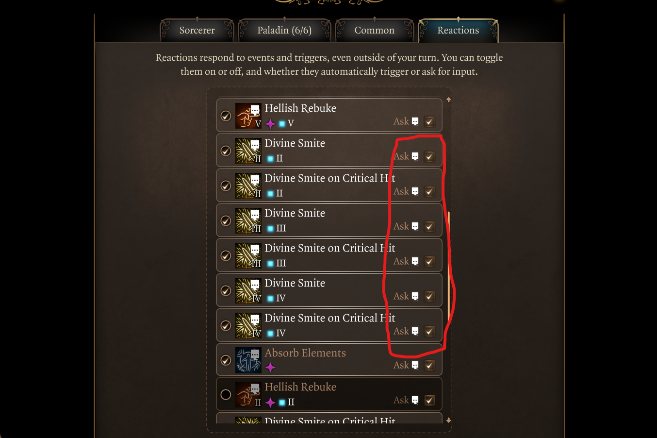 divine smite set to ask bg3