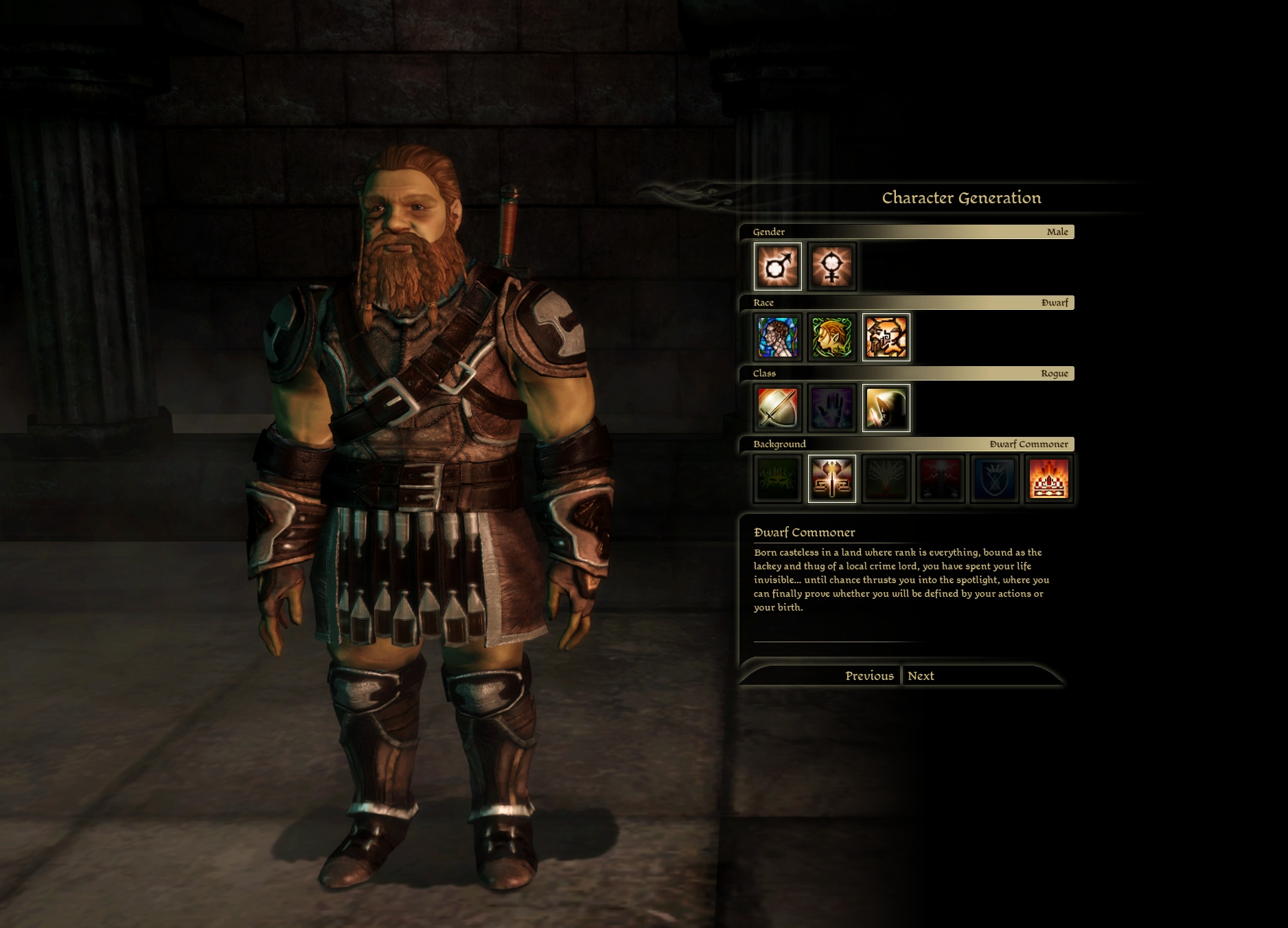 dwarf starting rogue dragon age origins