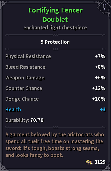 Fencer DOublet Stats
