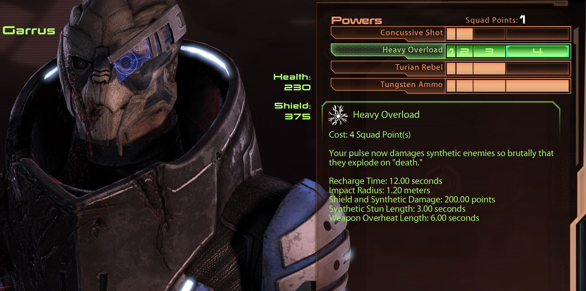 Garrus skills mass effect 2