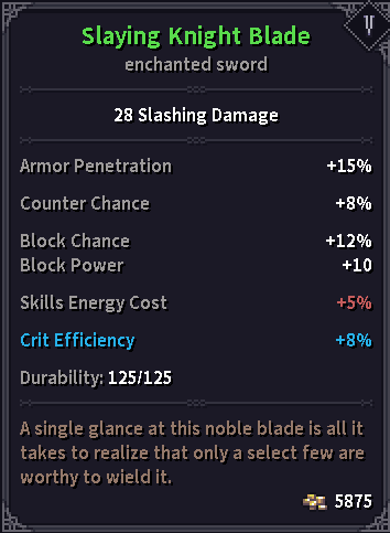 Knight Blade stats