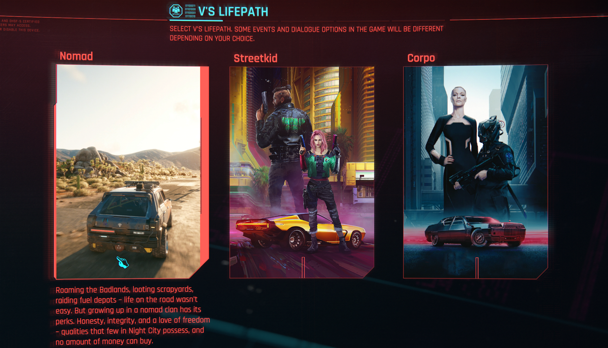lifepath choices cyberpunk 2077