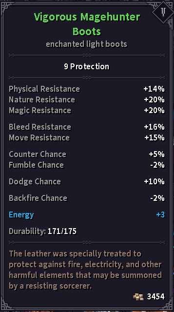 Magehunter boots Stats