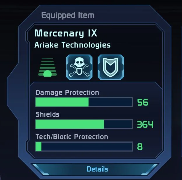 Mercenary Heavy Armor stats mass effect