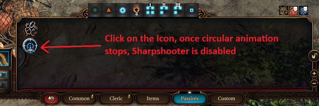 sharpshooter disable passives hotbar bg3
