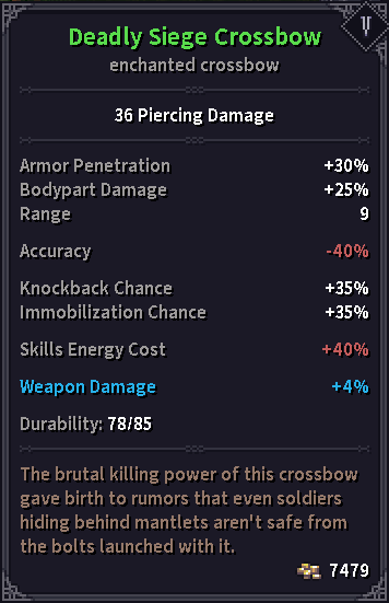 Siege Crossbow Stats