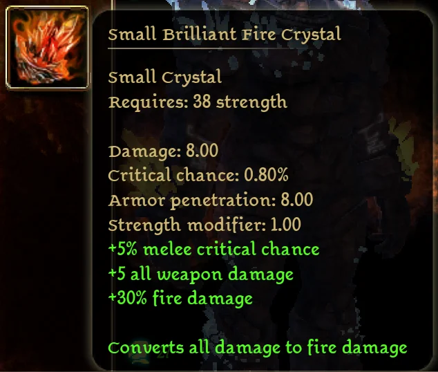 Small brilliant fire crystal dao