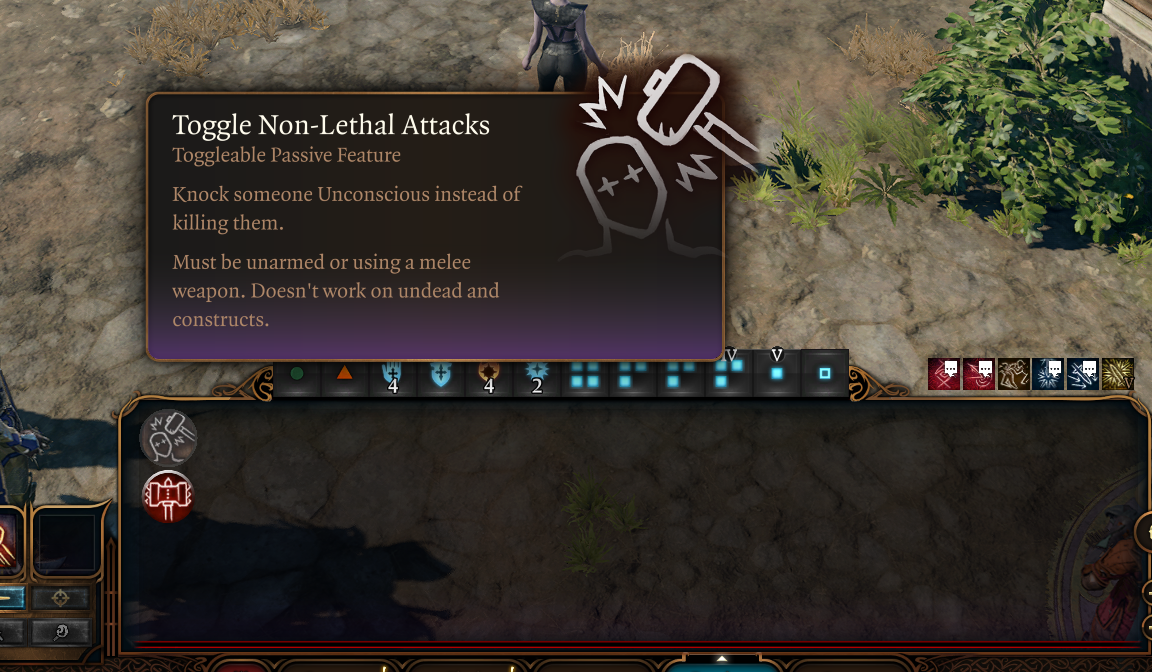 toggle non lethal attacks bg3