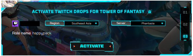 Select Region and Server