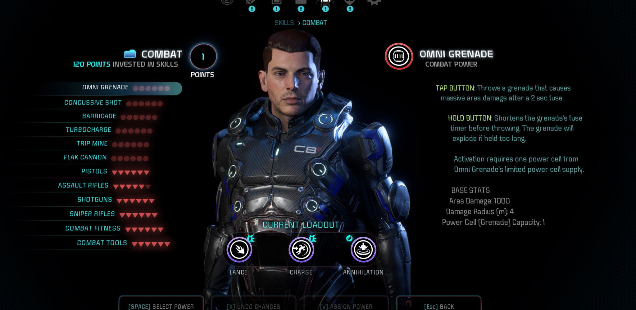 vanguard build combat skills mass effect andromeda